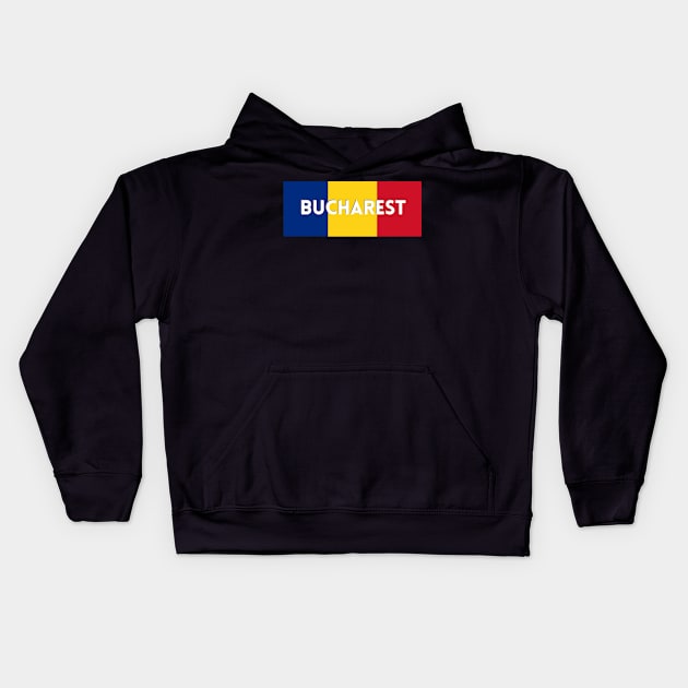 Bucharest City in Romanian Flag Kids Hoodie by aybe7elf